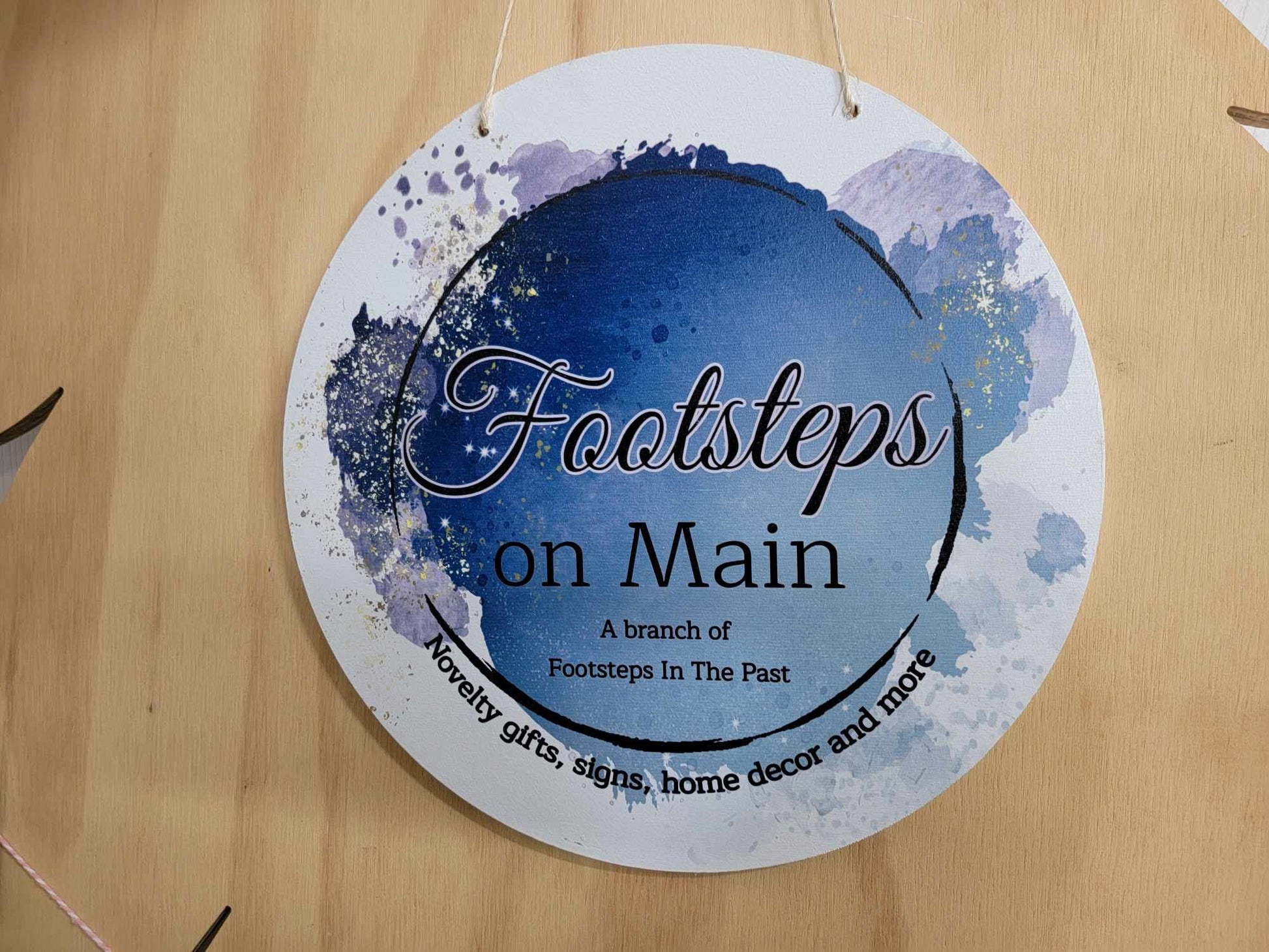 Water Color Splash Small Business Sign Logo Your Actual Logo Round Hanging Sign Booth Custom Circle Personalized Wall Art Color Wood Print