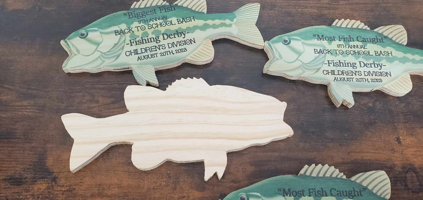 Customizable Fish Plaque Fisher Gift for men Gift for him Personalized Fisherman Bass Largemouth Printed Color Wooden Man Cave