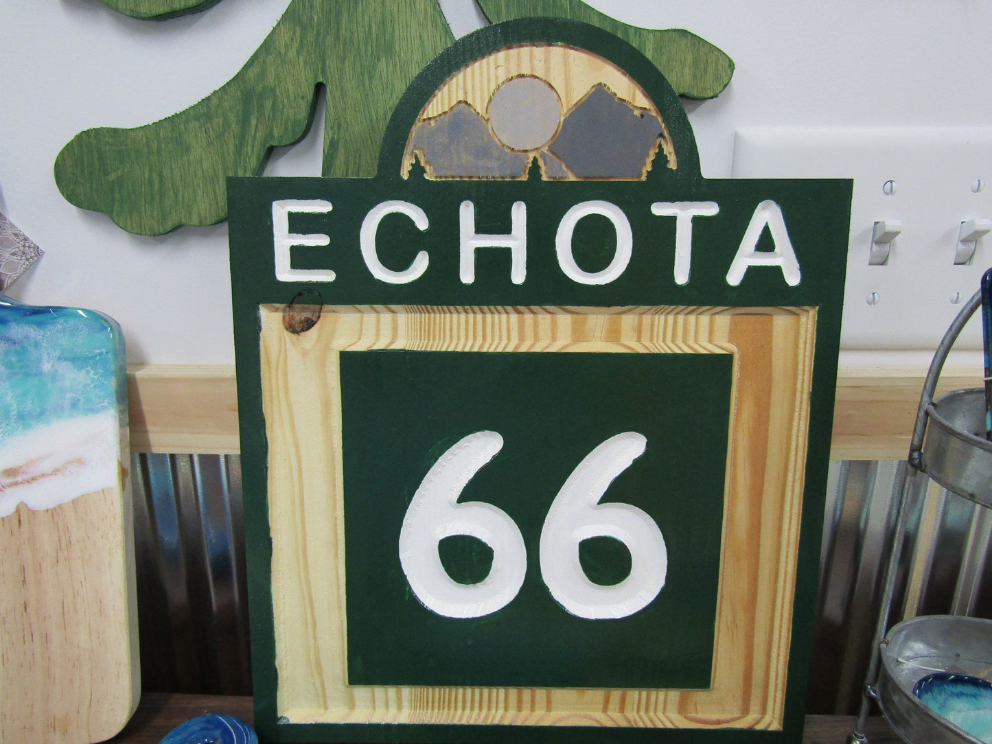 Route Echota Contour Engraved Routed Sign Commerical Real Estate Vacation Wilderness Outdoors Handmade Sign Inscribed