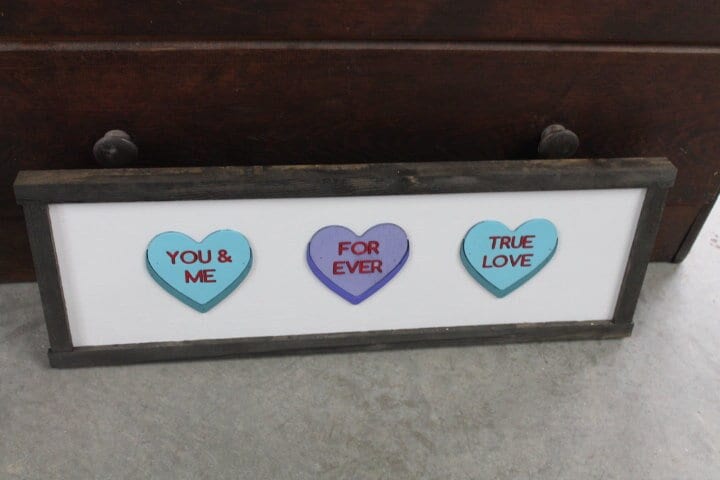 Valentines Day Conversation Hearts Purple Blue You and Me Forever True Love Handmade Gift for Her Love Story Framed Home Decor