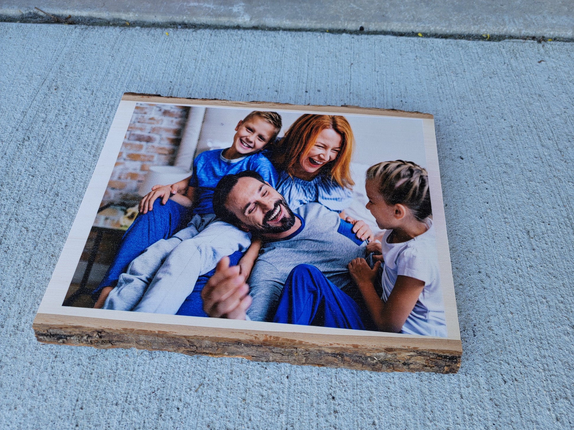 Custom Sign Printed Family Photo Balsa Wood Live Edge Keepsake Gift Gift for her Wedding Gift Christmas Birthday Your Image Color