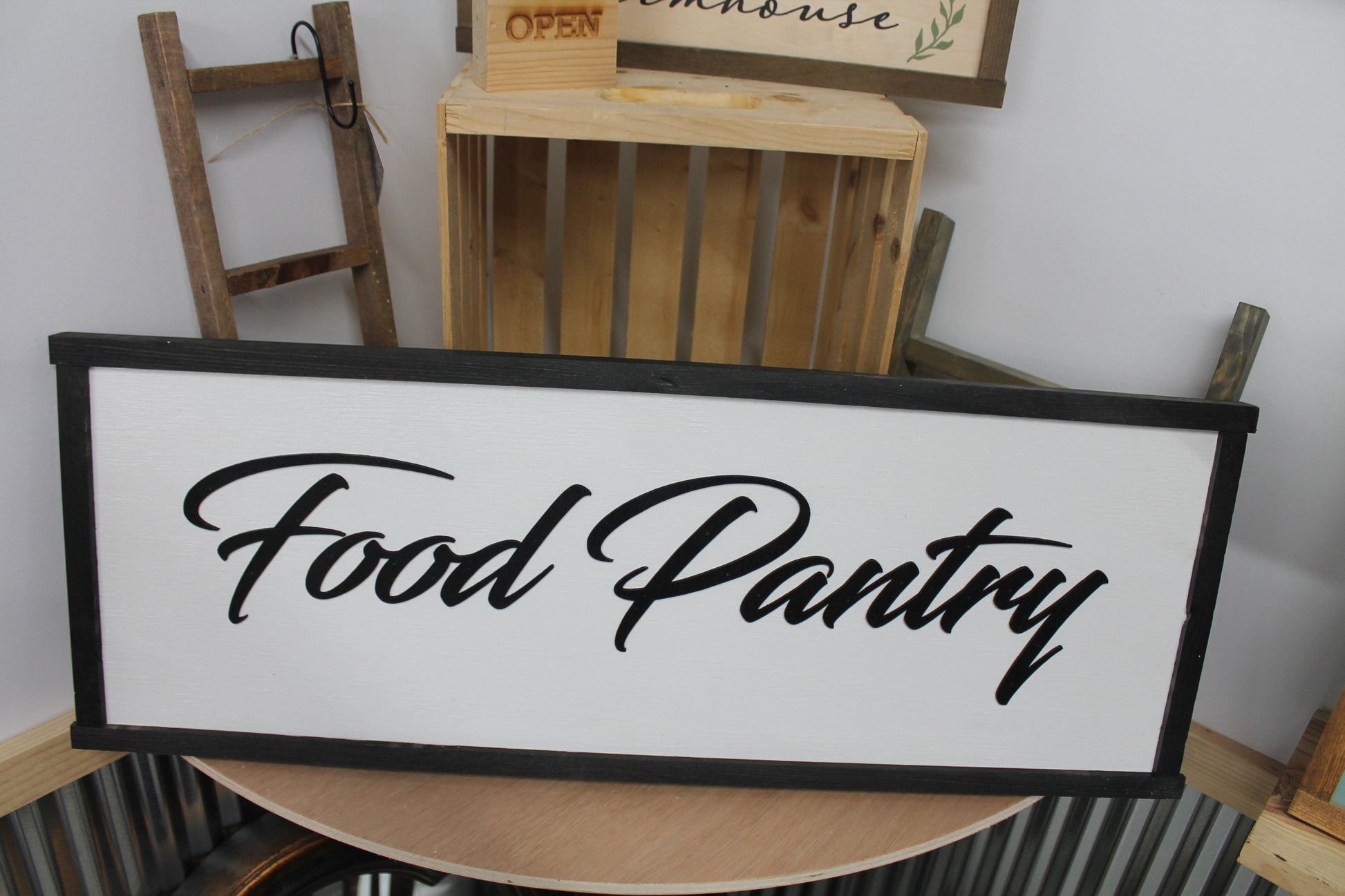 Customizable Wooden Sign Door Food Pantry Business Sign Framed Name Plate Commerical Signage 3D Raised Church Custom Matching Direction