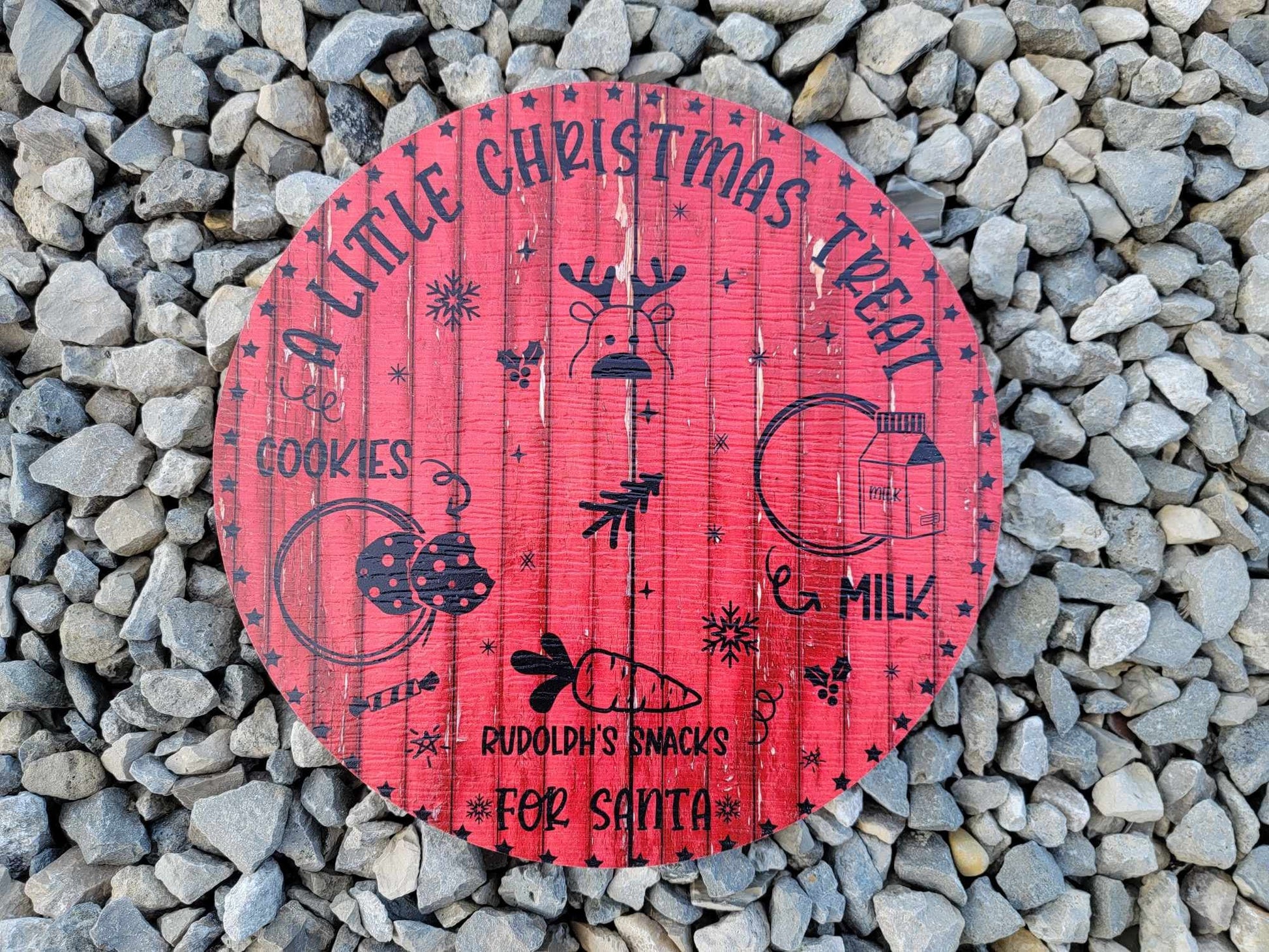 Dear Santa Tray A Little Christmas Treat Round Blue Cookies Milk Reindeer Carrot PVC Printed Christmas Day Gift Snack Plate Leave for Santa