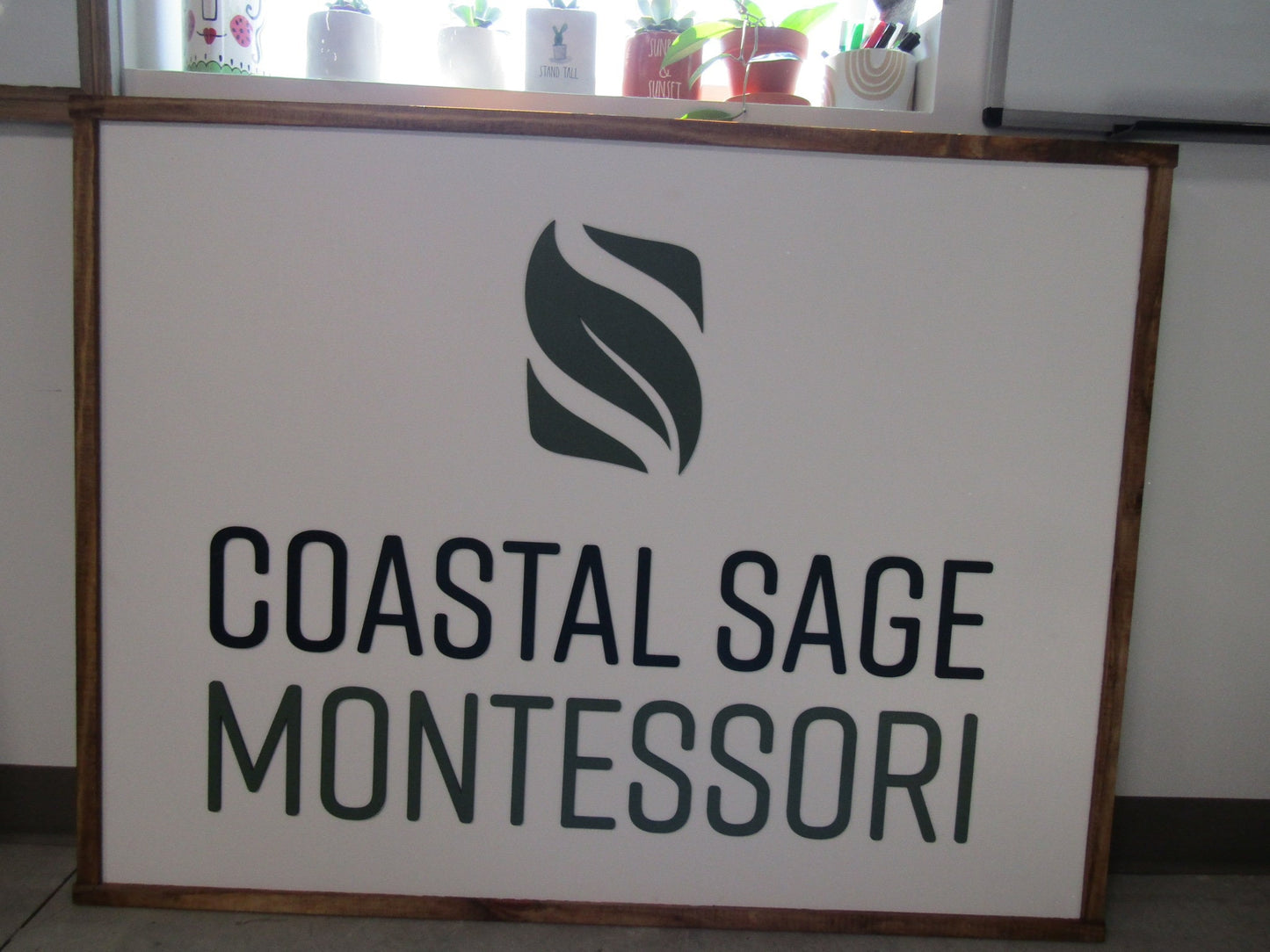 Custom Business Sign Rectangle 3D Large Custom Costal Sage Indoor Outdoor Made to Order Wave Small Business Logo Laser Cut Wood Sign