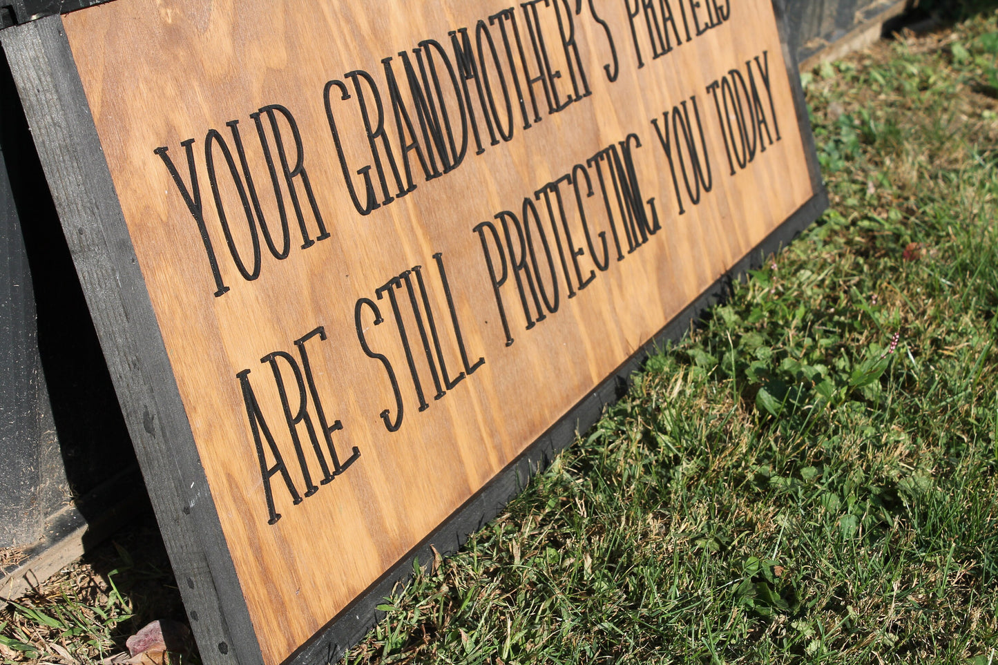 Grandmas Prayers Protection Love Family Grandmother Biblical Home Decor Uplifting 3D Handmade Wall Art Inspirational Raised Wooden Sign