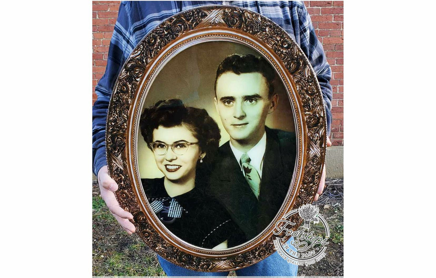 Vintage photograph on Acrylic with gold wood frame customized with your actual photograph can us retro or modern photo or picture