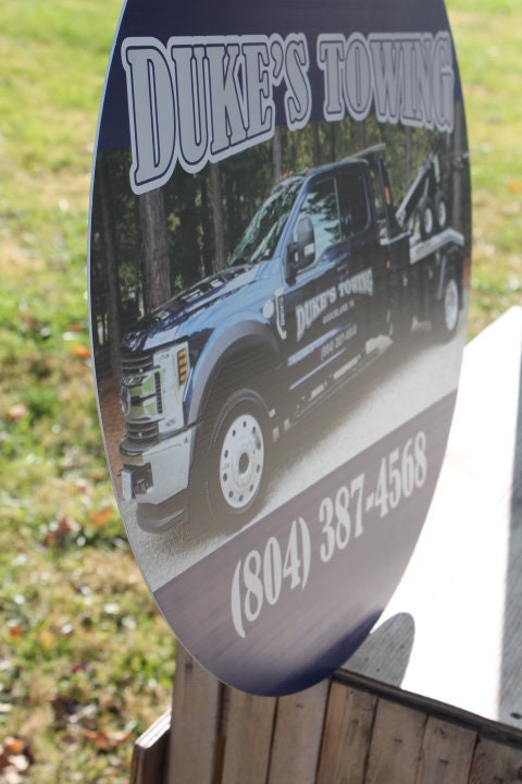 Tow Truck Commerical Photo Custom Metal Sign with your Personalized business Logo on Aluminum Great for outdoors not steel will not rust