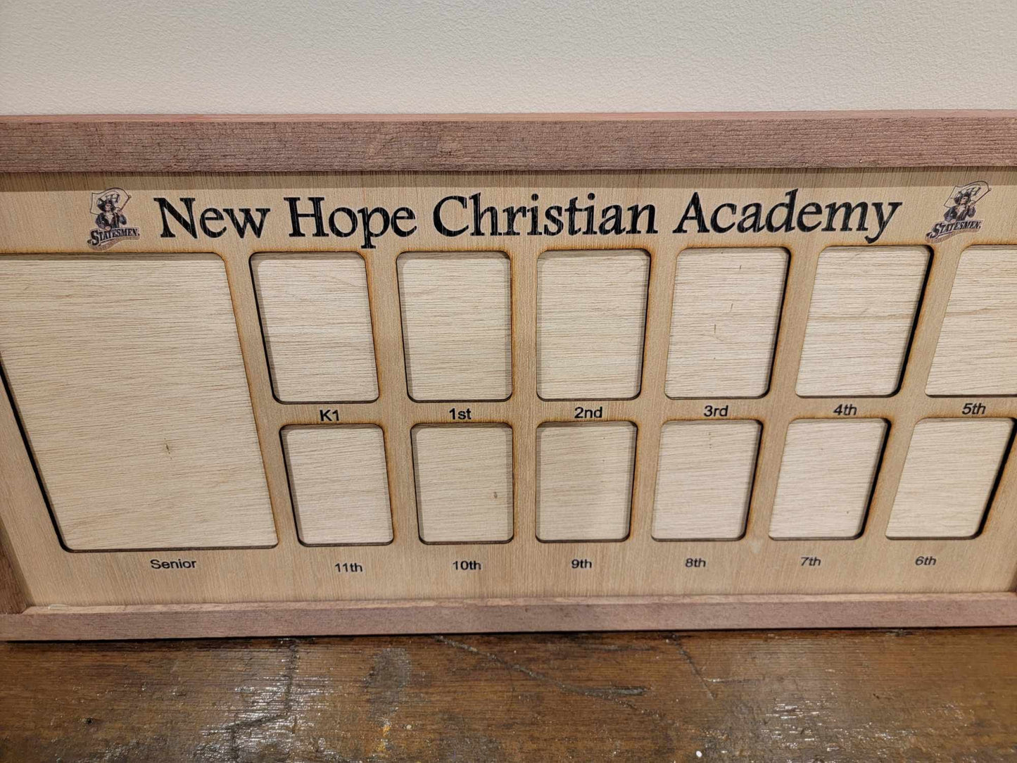 New Hope Christian School Name Private Academy Personalized K-12 School Years Horizontal Picture Frame Photo Display Photo Back to School