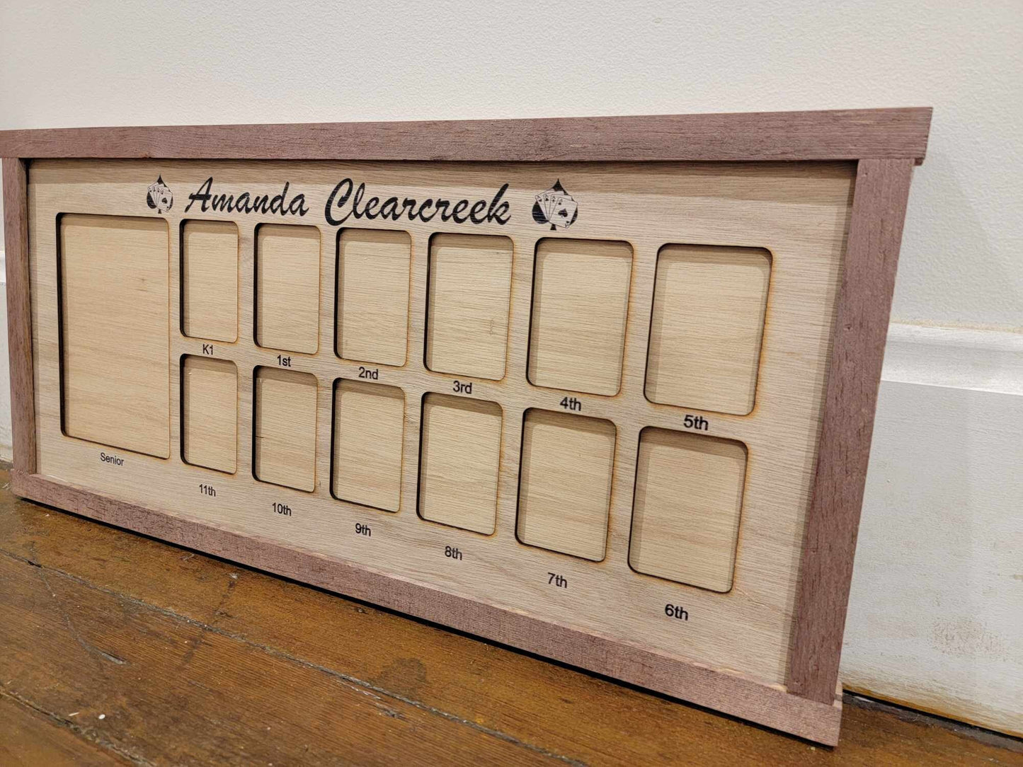 Amanda Clearcreek Spades School Name Local School District Personalized K-12 Years Horizontal Picture Frame Photo Display Back to School