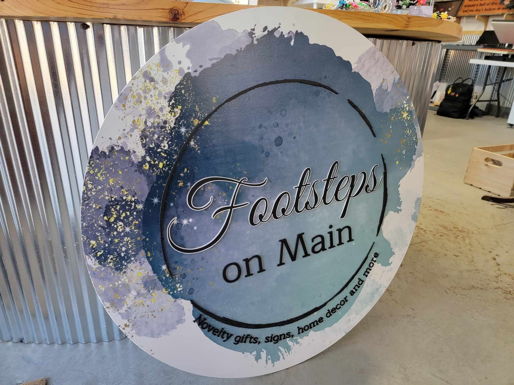 Watercolor Printed and 3D Consignment Custom Sign Round Business Commerical Signage Made to Order Store Small Shop Logo Wooden Handmade