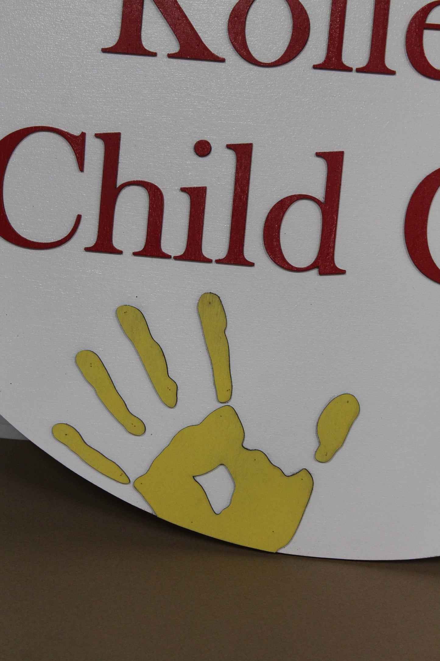 Kids Daycare School Handprints Custom Sign Round Rainbow Childcare Commerical Signage Single Double Sided Made to Order Logo Wooden Handmade