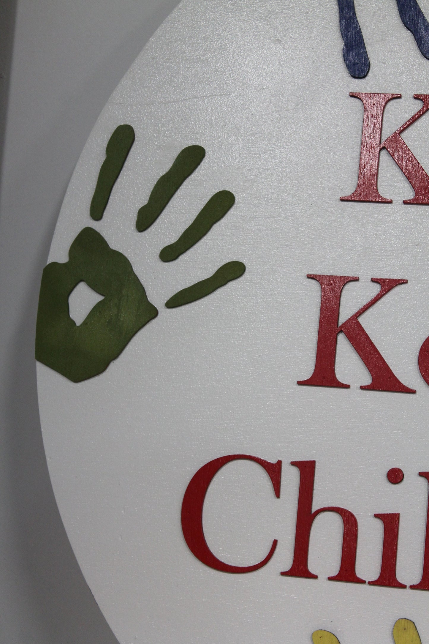 Kids Daycare School Handprints Custom Sign Round Rainbow Childcare Commerical Signage Single Double Sided Made to Order Logo Wooden Handmade