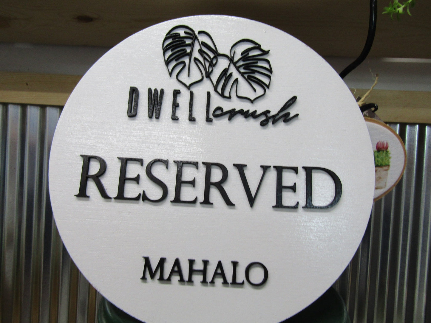 Business Reserved Sign Mahalo Tropical Custom Sign Round Commerical Signage Single Double Sided Made to Order Logo Wooden Handmade