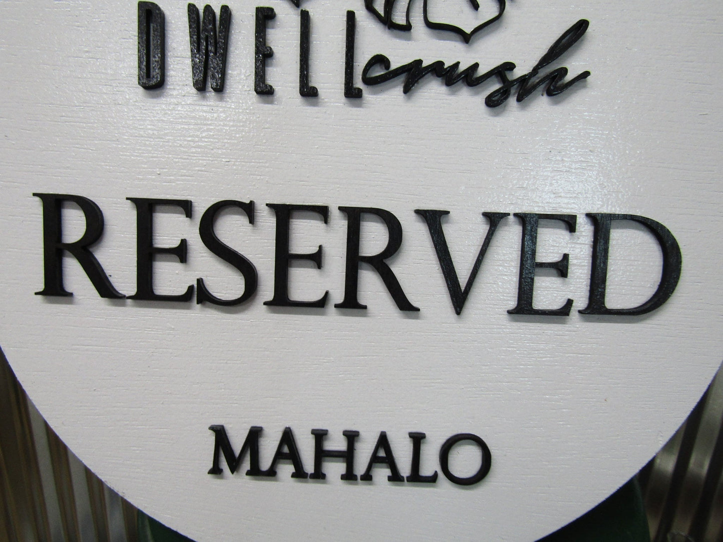 Business Reserved Sign Mahalo Tropical Custom Sign Round Commerical Signage Single Double Sided Made to Order Logo Wooden Handmade