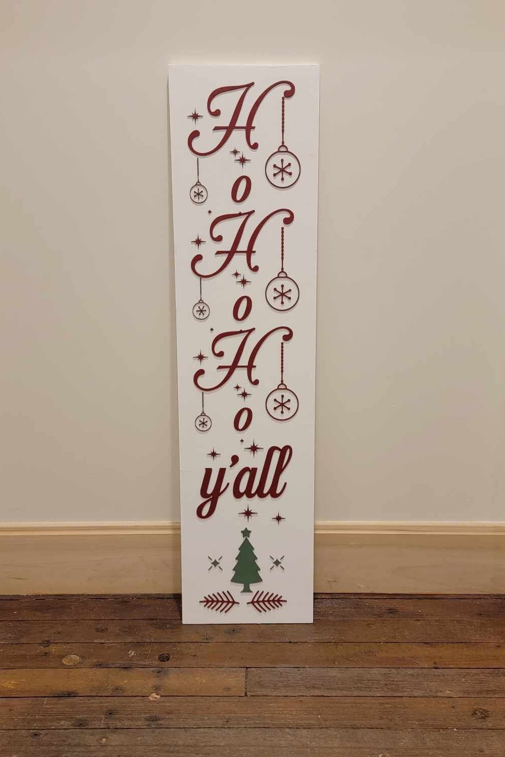 Merry Christmas Yall Ho Ho Ho Farmhouse Porch Leaner Step Door Sign 3D Handmade Winter Unframed Red and Green Country Southern