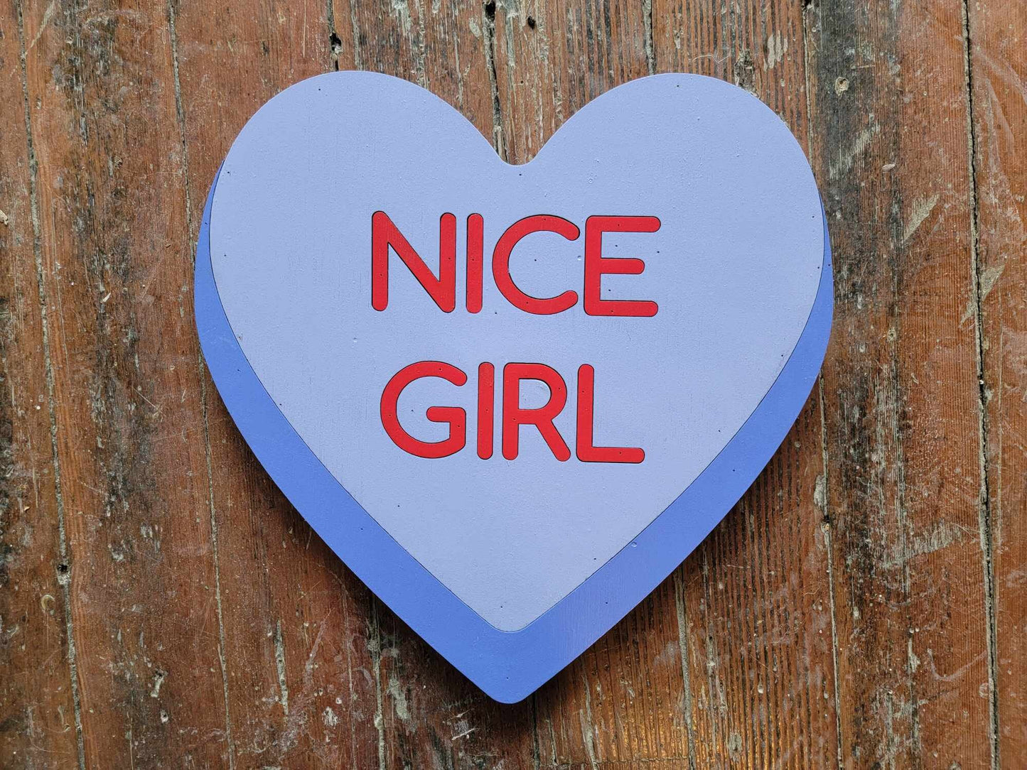 Wooden Purple Nice girl Candy Conversation Heart Cutout Valentines Day Gift Photography Prop Handmade Homedecor Raised 3D Sign Wall Art