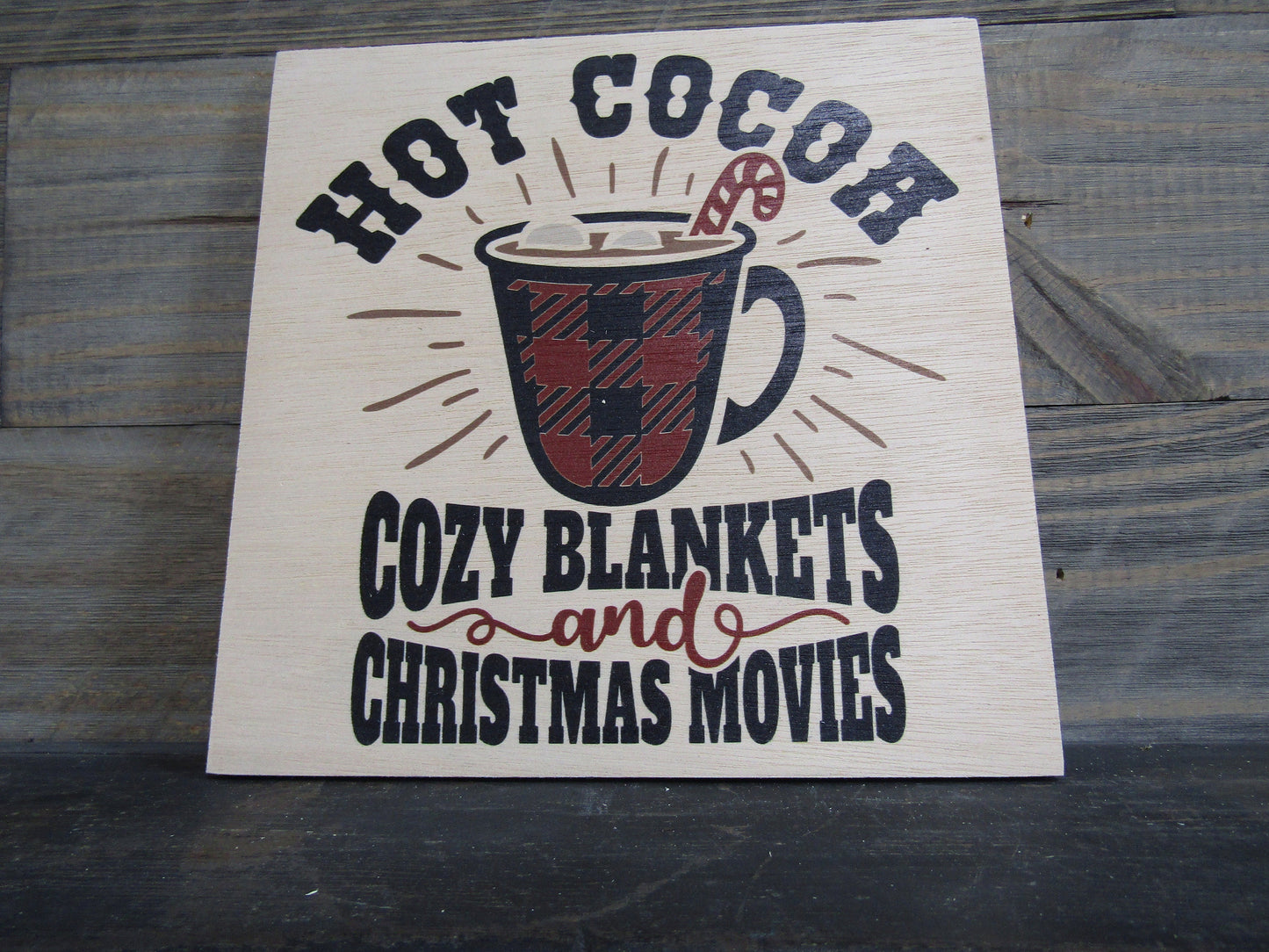 Hot Cocoa Cozy Blankets and Christmas Movies Winter Warm Wall Decor Art Handmade Unframed Printed In Color Contemporary Decoration