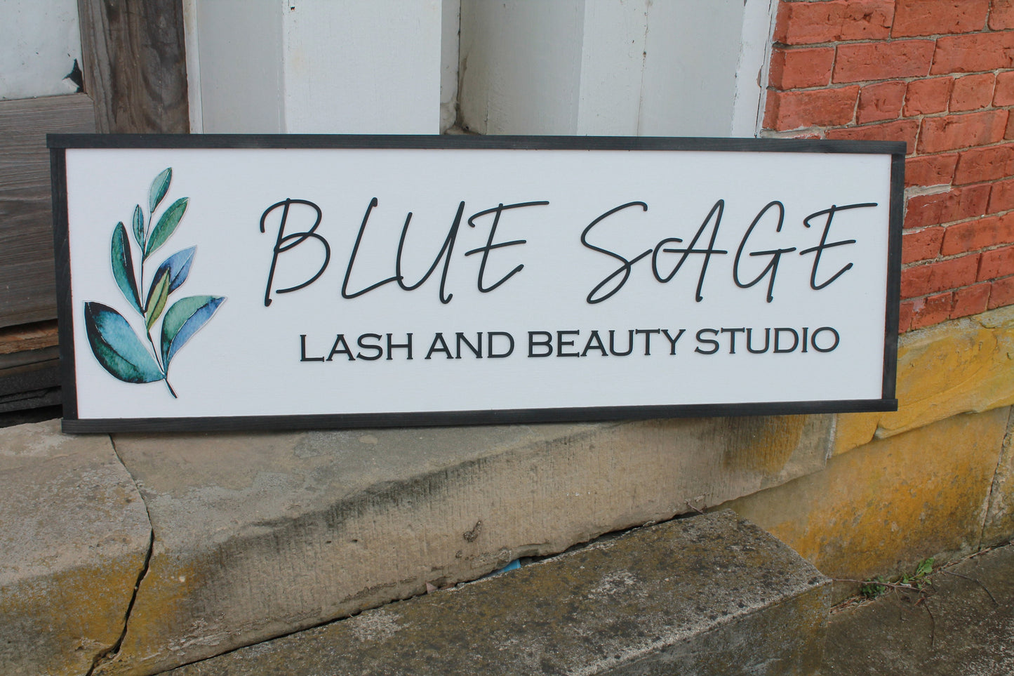 Blue Beauty Salon Eye Lashes Salon Sage Studio Small Business Commerical Custom Personalized Sign Printed Image Name Style 3d Wooden Sign