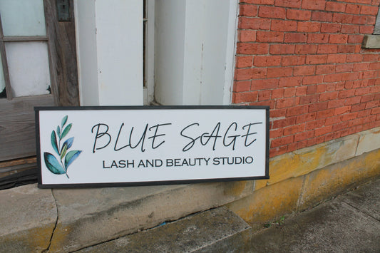 Blue Beauty Salon Eye Lashes Salon Sage Studio Small Business Commerical Custom Personalized Sign Printed Image Name Style 3d Wooden Sign