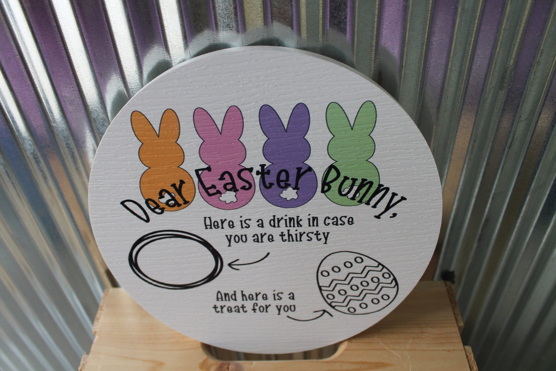 Spring Easter Bunny Treat Tray Giftable Kids Pastel Sustainable Plate Egg Hunt Host Cute Textured PVC Weatherproof Ultraviolet Ink