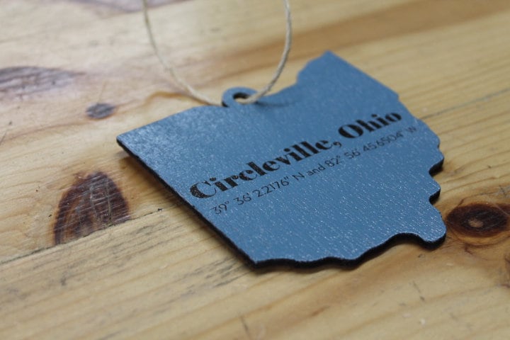 Circleville Map Coordinates State Ornament Keepsake Home Hometown Keychain Wood Print Gift Ohio Blue Roundtown Tree Christmas