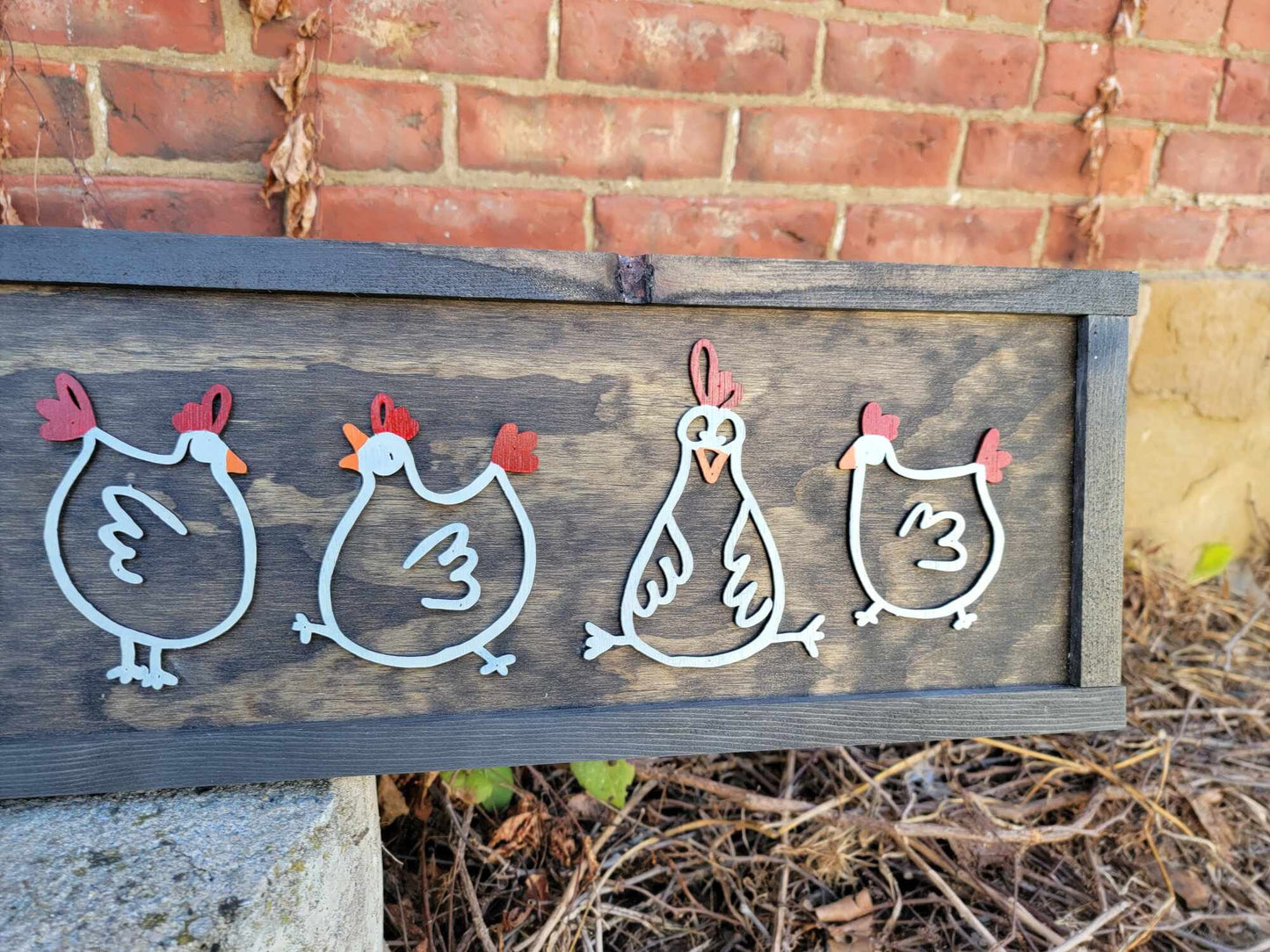 Chickens Cute Farmhouse Country Wall Art Hens Livestock Chicken Lovers Handmade Home Decor 3D Raised Image Wooden Sign