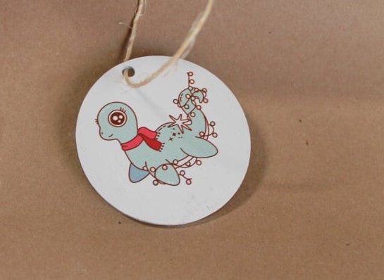 Nessie Loch Ness Monster Cute Cartoon Festive Cryptic Ornament Collector Mythical Printed Keychain Giftable Gift for Him Gift for her Wooden
