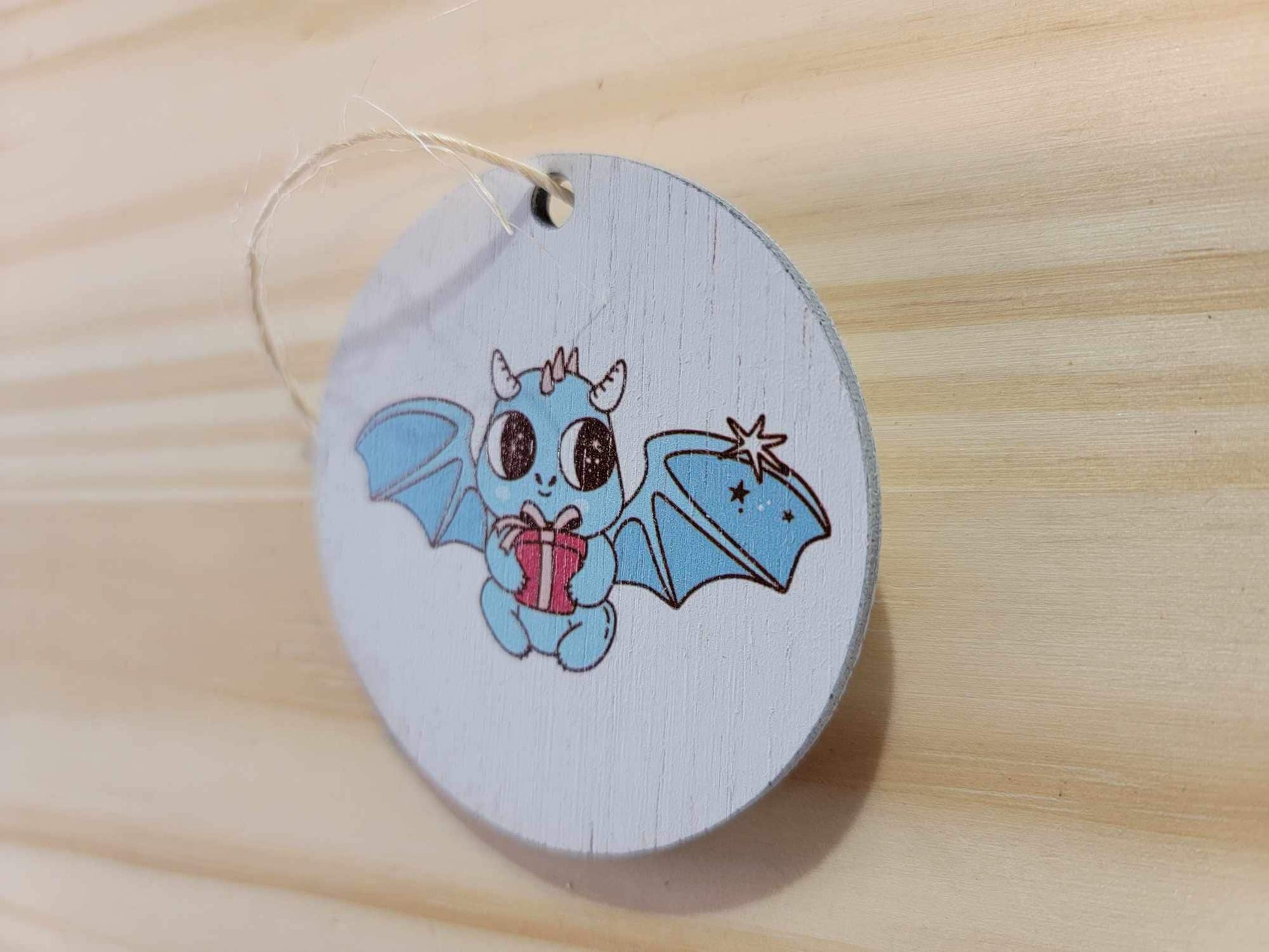 Dragon Little Monster Cute Cartoon Festive Cryptic Ornament Collector Mythical Printed Keychain Giftable Gift for Him Gift for her Wooden