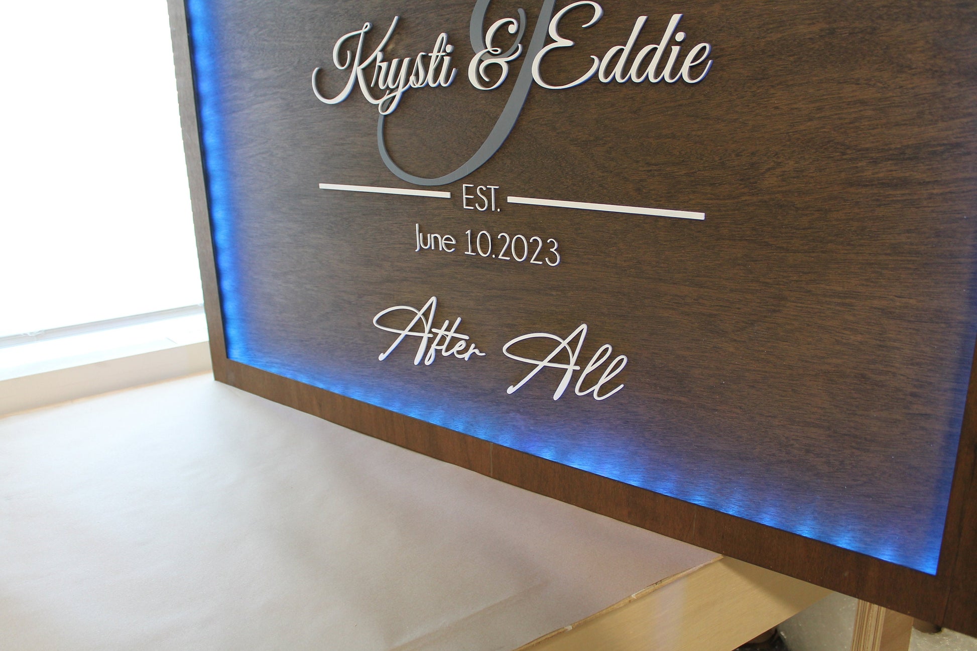 Custom Wood Lit Wedding Sign, Personalized, Party, LED, Entrance Light, Remote, Electric, Light Up, Use your Logo, Wood, Wooden
