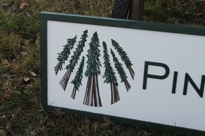 Pine Entrance Sign Tree Forest Company Commerical Custom Personalized Sign Printed Image Name Style 3d Wooden Sign