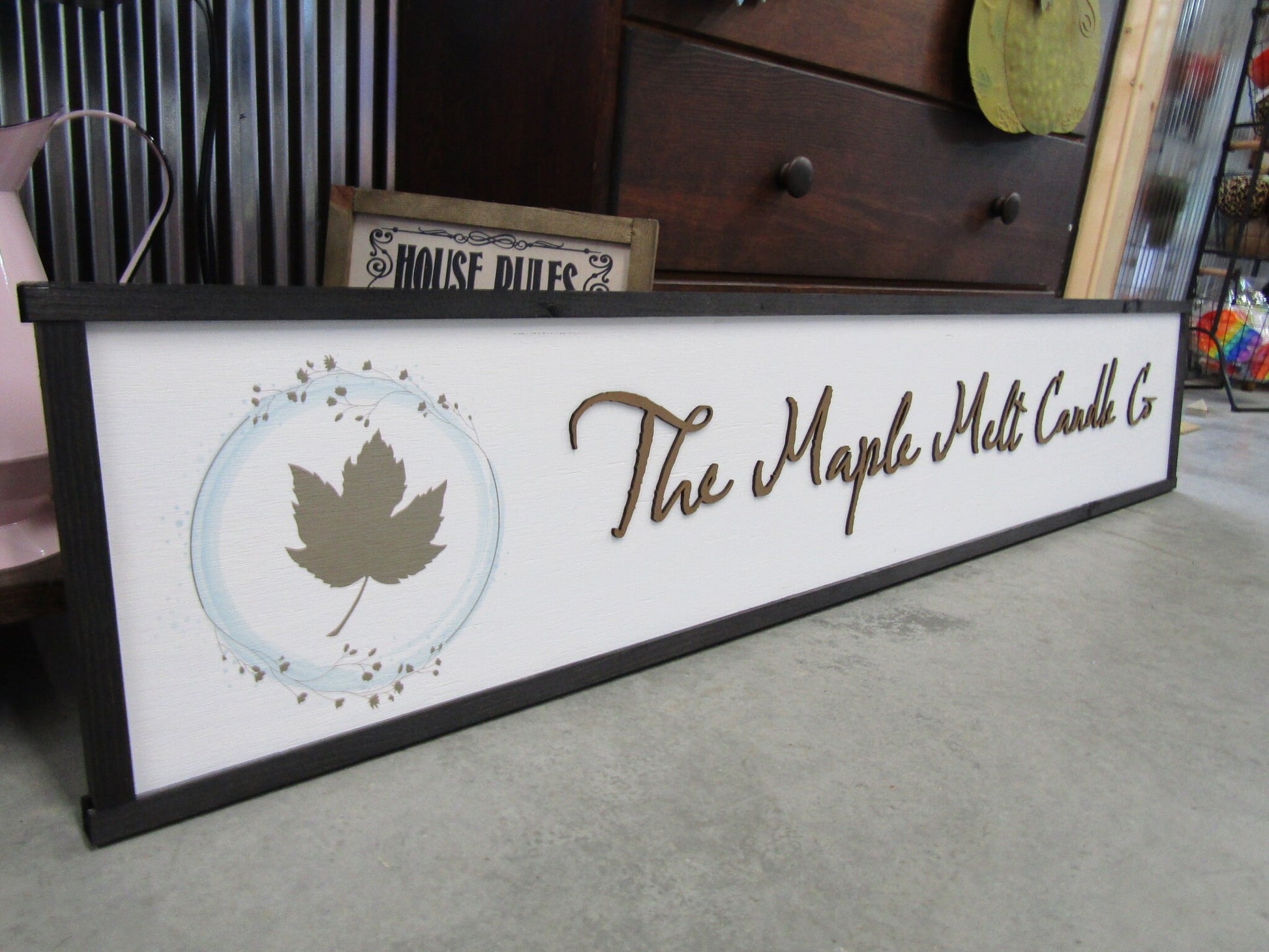 Candle Company Sign Handmade 3D Printed Maple Logo Personalized Cursive Custom Company Business Signage Wax Small Shop