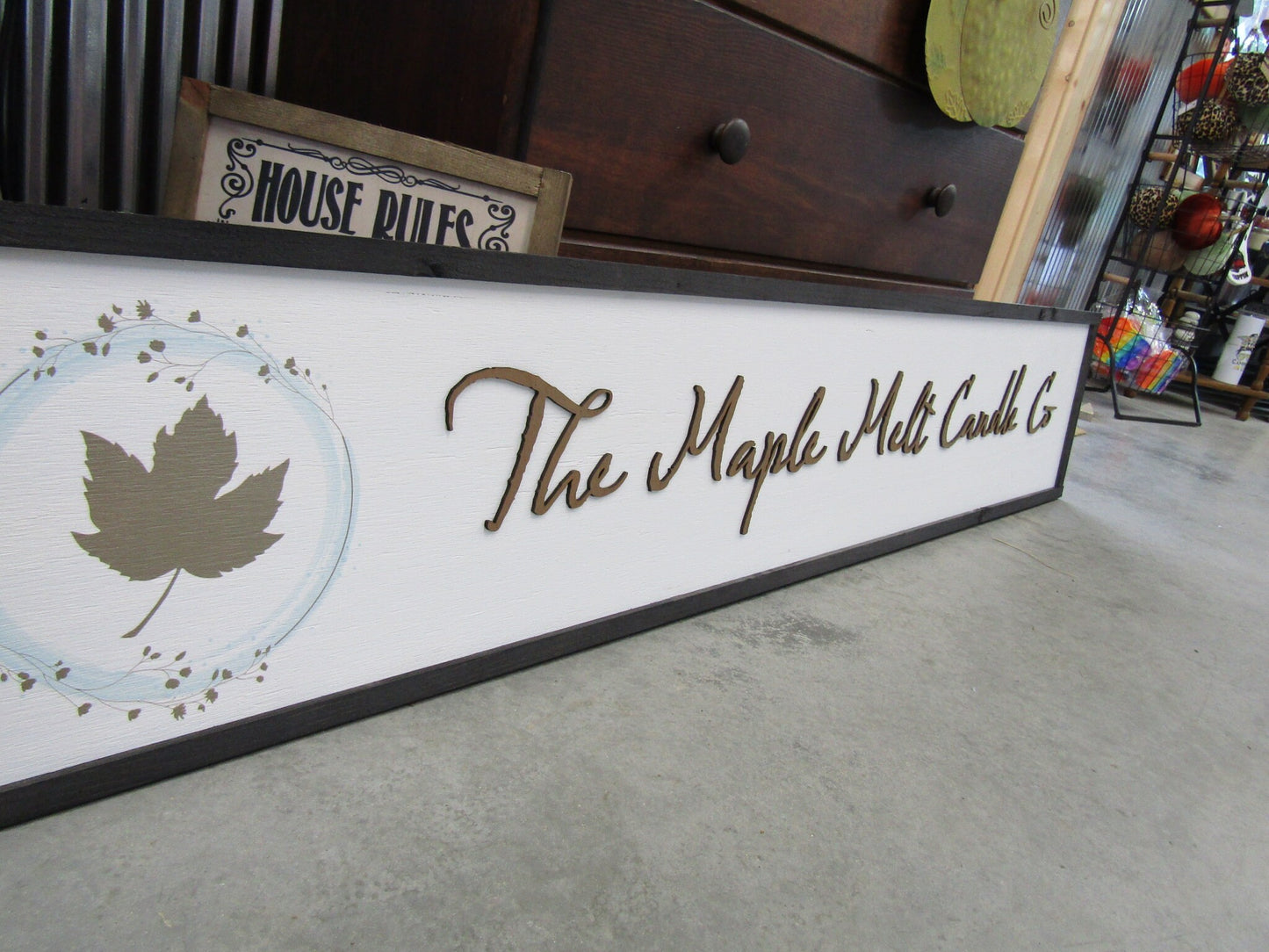 Candle Company Sign Handmade 3D Printed Maple Logo Personalized Cursive Custom Company Business Signage Wax Small Shop