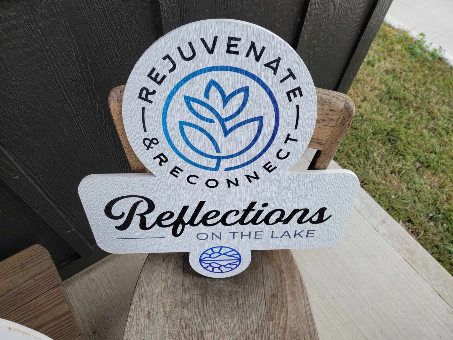 Custom Contour Logo PVC Sign Smooth Rejuvenate Lake Spa Outdoor Ready for your Business Logo Great For Outdoor Ready to Hang Mount