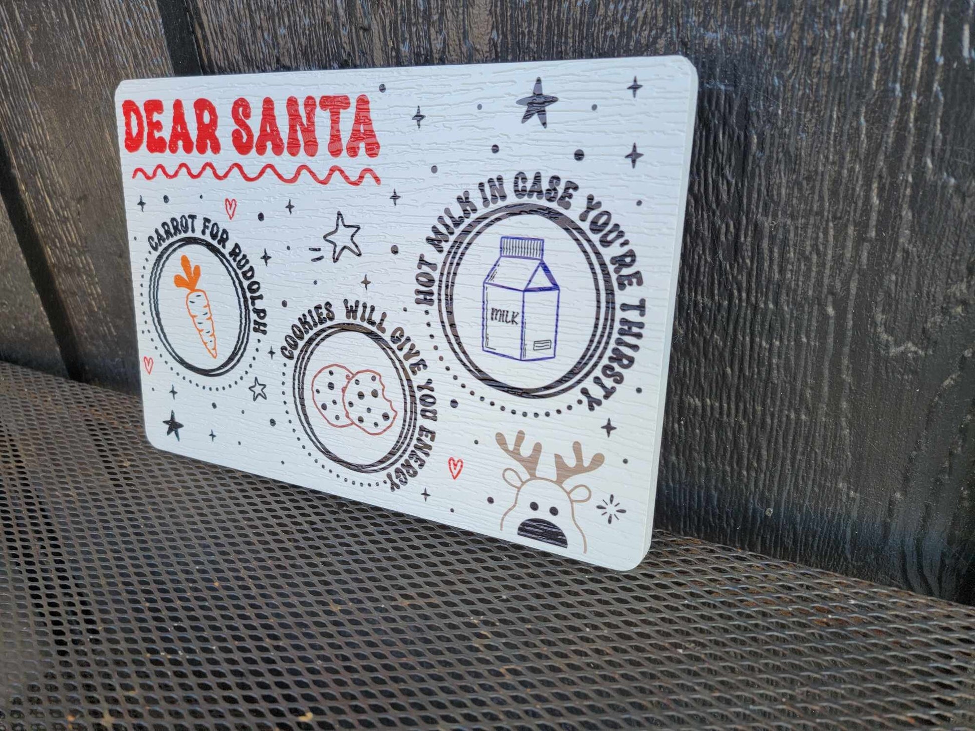 Dear Santa Tray Cookies Milk Reindeer Carrot PVC Printed Christmas Day Treat Gift Snack Plate Leave for Santa