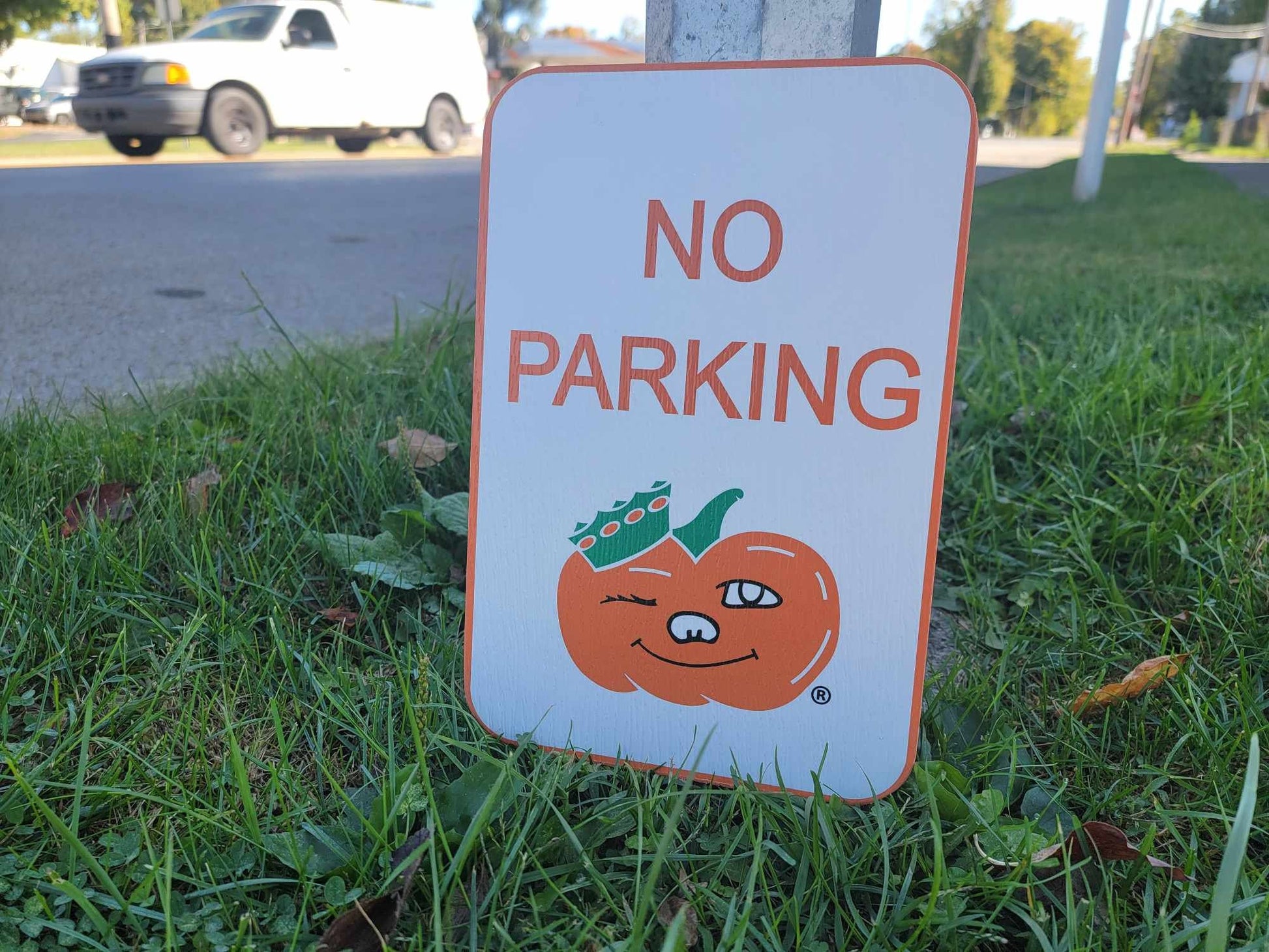 No Parking Winky Circleville Ohio 43113 Pumpkin Show Jacko lantern Street Sign PVC Printed Fun Rectangle