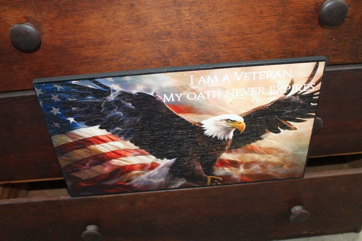 American Eagle Veteran Proud to be Oath Plaque Gift for him Gift for Men Military Appreciation Wooden Decor Printed Soldier Dedication