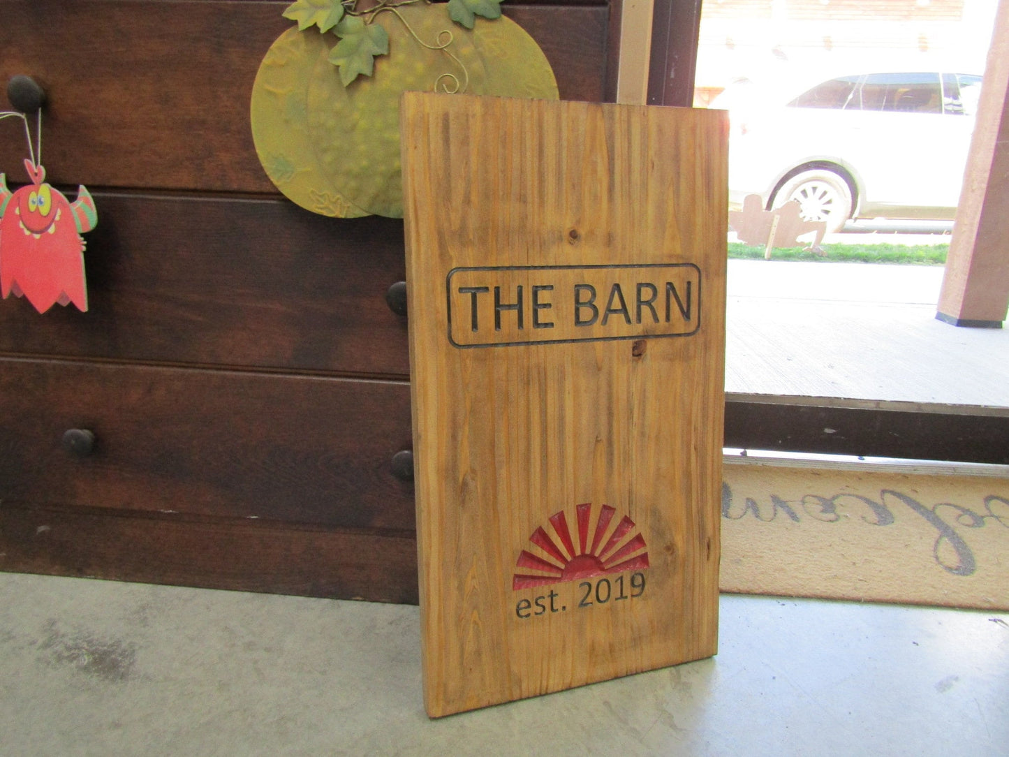 Barn Windmill Red Custom Personalized Established Homestead Engraved Routed Wooden Pine Sign Home Decor Gift Gift for him Paint Filled