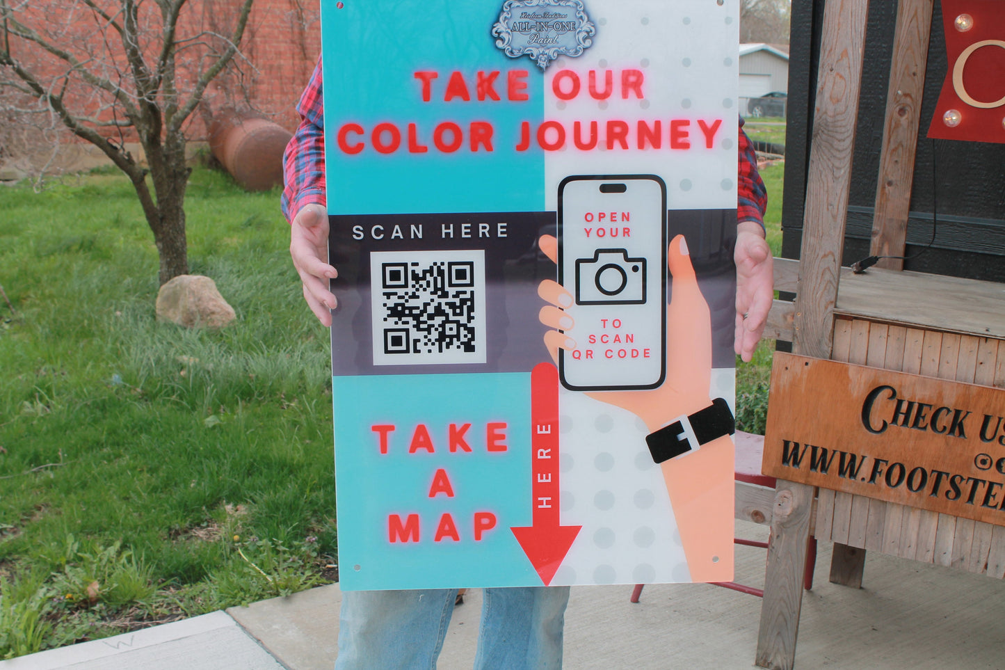 Custom Reverse Printed Acrylic QR Code Informational Commerical Signage Scan Map Business Sign Personalized Color Logo