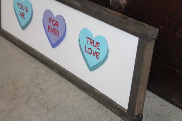 Valentines Day Conversation Hearts Purple Blue You and Me Forever True Love Handmade Gift for Her Love Story Framed Home Decor