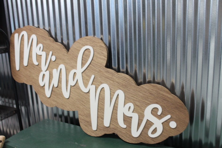 Large Wood Sign Mr And Mrs Wedding Decor Wedding Sign Over Bed Sign Gift for Couples Wedding Shower Reception Giftable 3D Raised