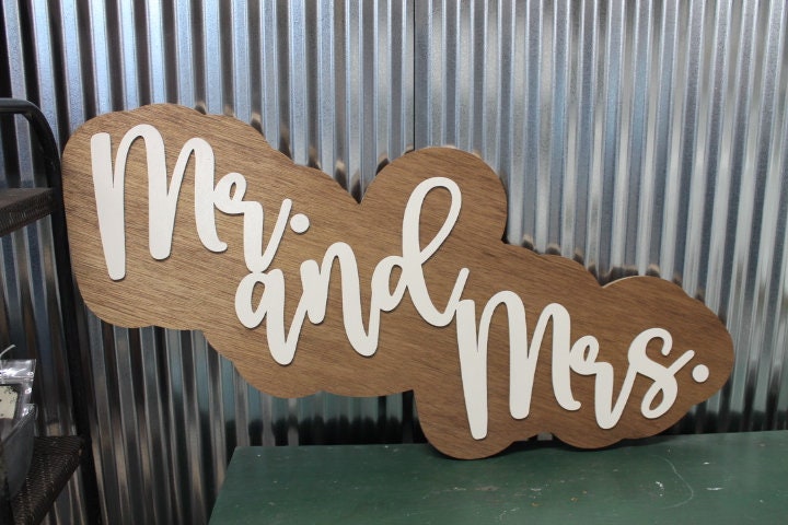 Large Wood Sign Mr And Mrs Wedding Decor Wedding Sign Over Bed Sign Gift for Couples Wedding Shower Reception Giftable 3D Raised