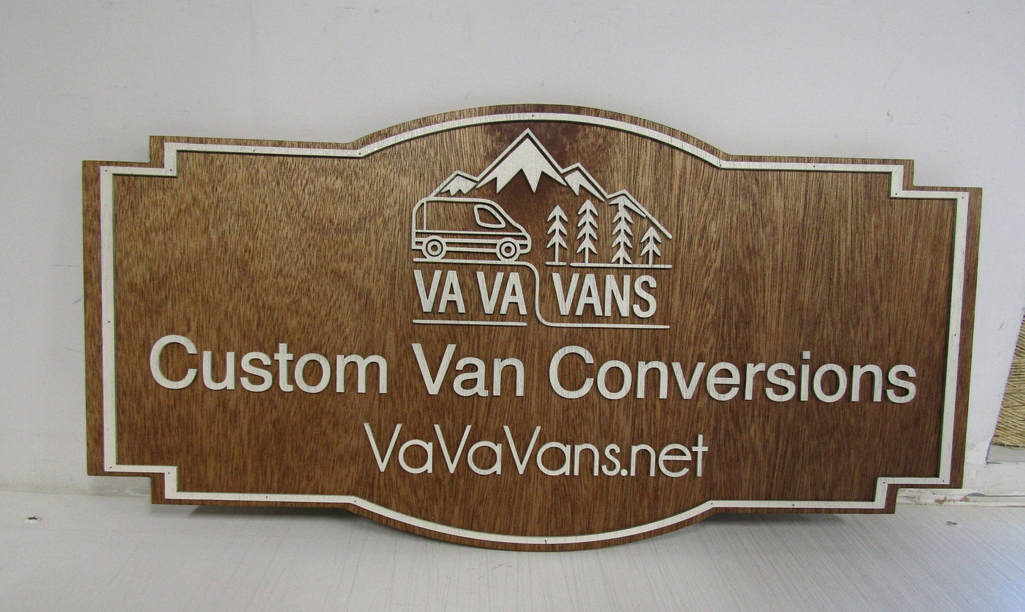 Custom Handmade Wood Sign for Outdoor Indoor Hanging Personalized Commercial Signage Van Vehicle Business Sign Raised Text Handmade