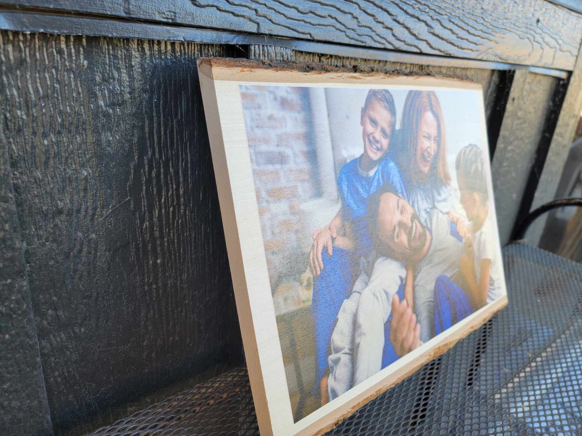 Custom Sign Printed Family Photo Balsa Wood Live Edge Keepsake Gift Gift for her Wedding Gift Christmas Birthday Your Image Color