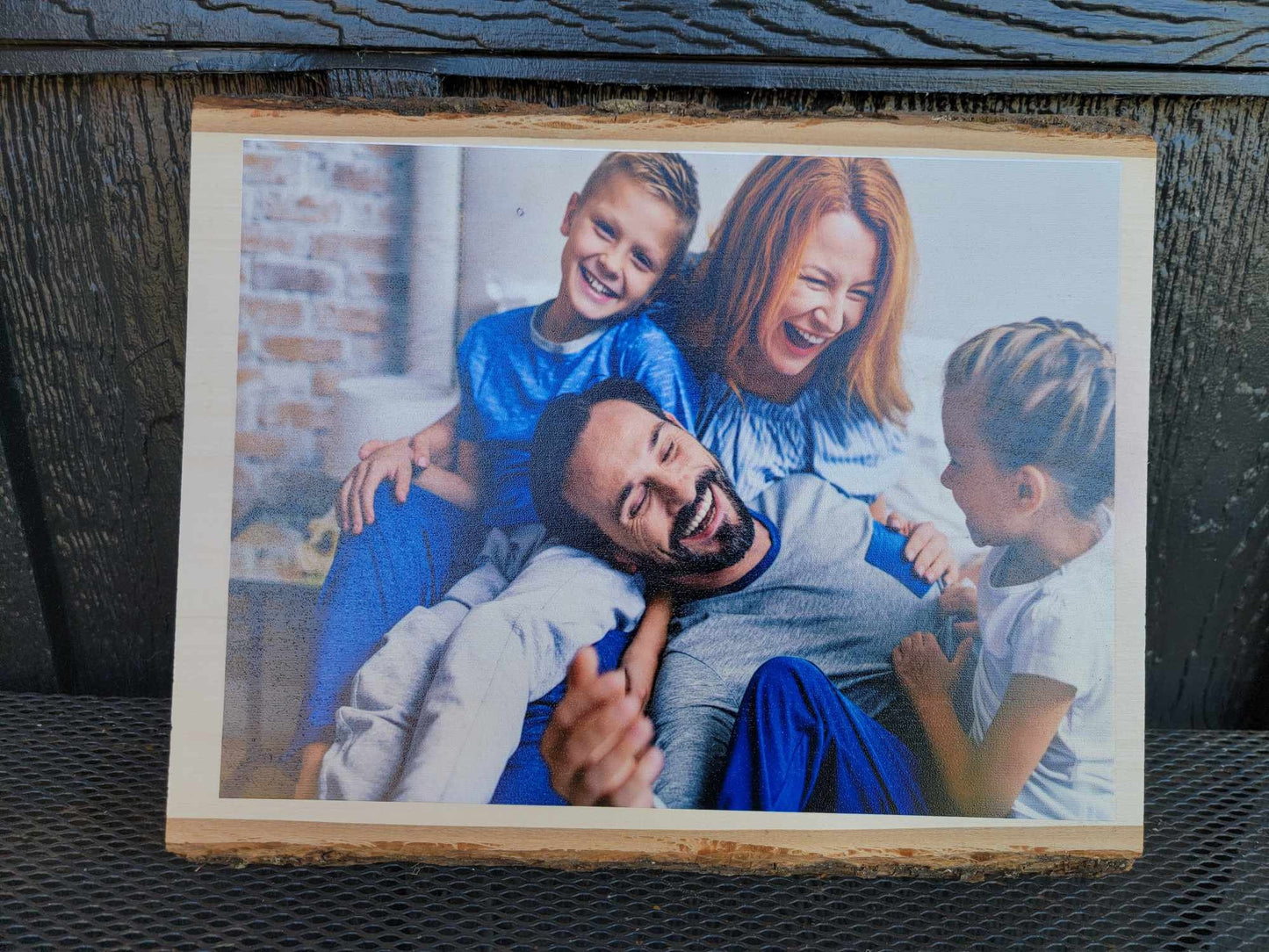 Custom Sign Printed Family Photo Balsa Wood Live Edge Keepsake Gift Gift for her Wedding Gift Christmas Birthday Your Image Color