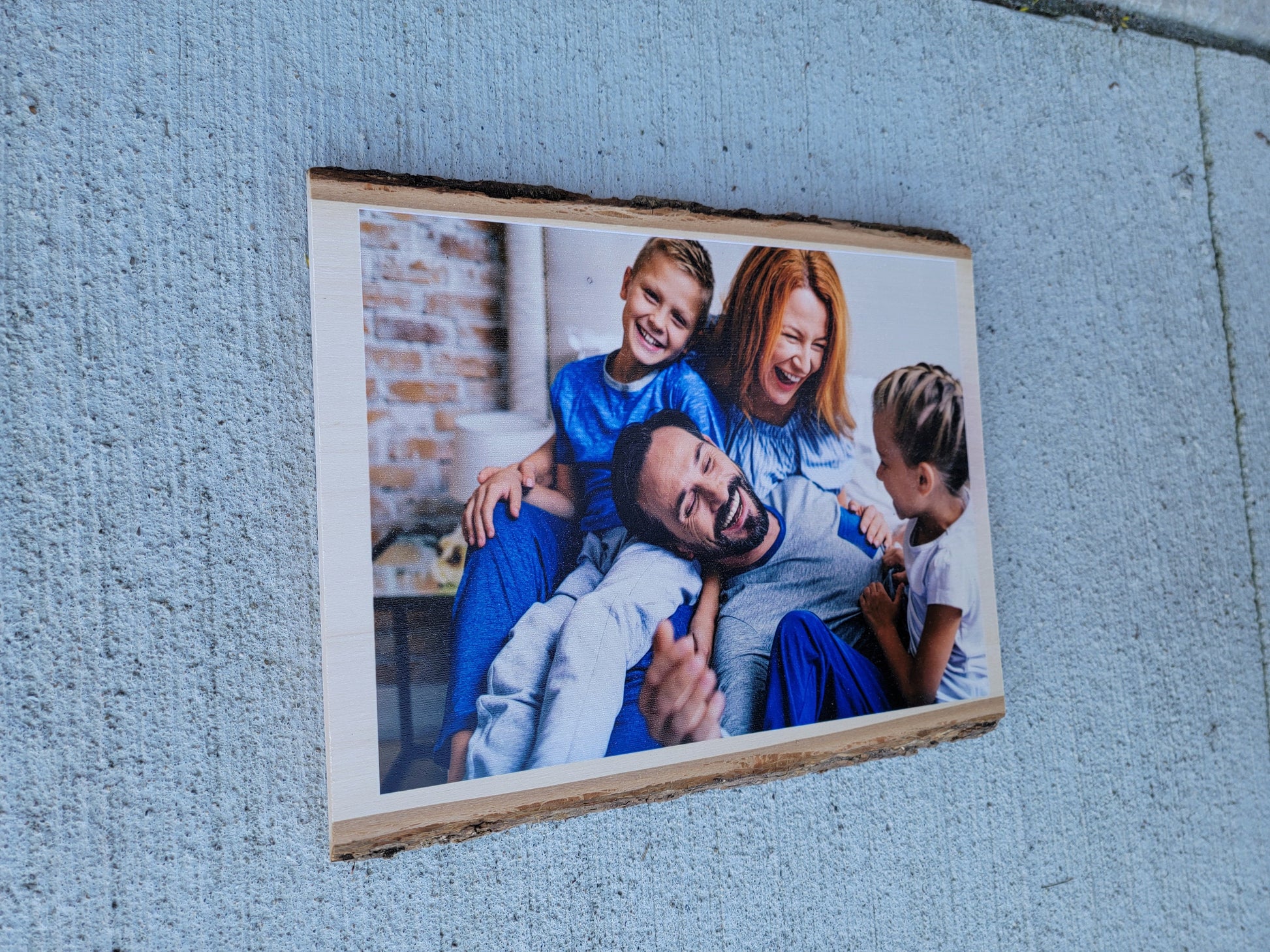 Custom Sign Printed Family Photo Balsa Wood Live Edge Keepsake Gift Gift for her Wedding Gift Christmas Birthday Your Image Color