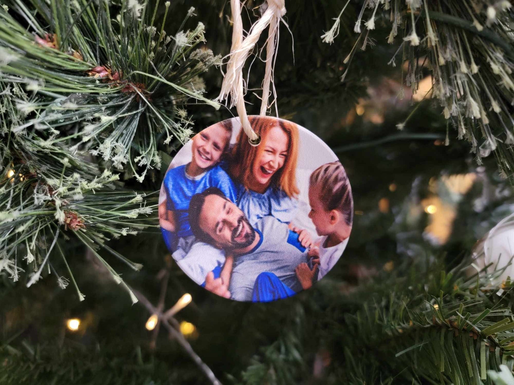 Glass Photo Ornament Keepsake Image Wedding Baby Anniversary Printed Christmas Gift Giftable Personalized Birthday Memory Round Holiday