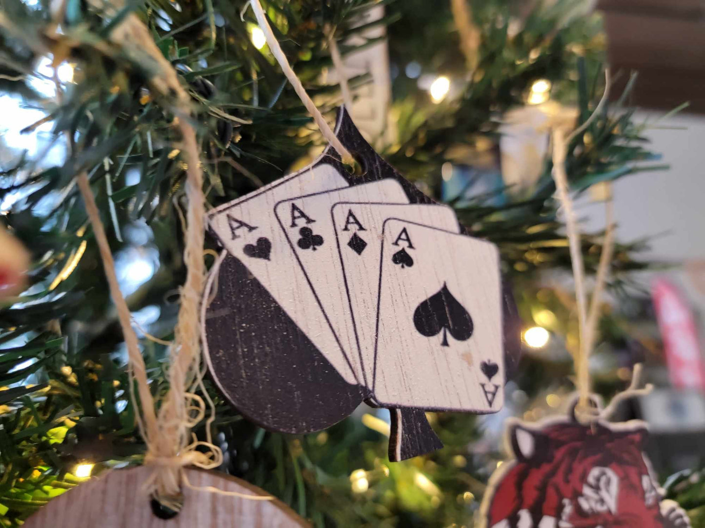 Printed Ornament Spades Black Playing Cards Mascot School Academy Printed Logo Amanda Clearcreek Keychain Decoration Décor Wood Sign Gift