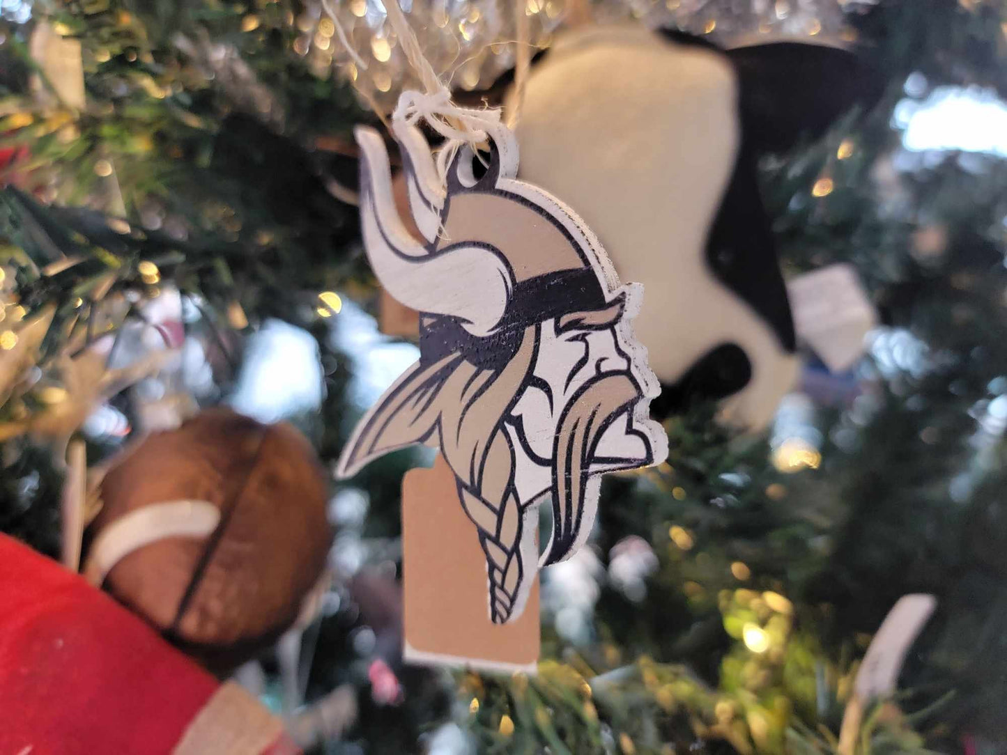 Printed Ornament Vikings Mascot School Academy Printed Logo Teays Valley Blue and Gold Keychain Decoration Décor Wood Sign Gift