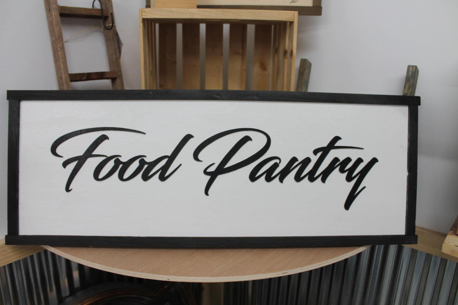 Customizable Wooden Sign Door Food Pantry Business Sign Framed Name Plate Commerical Signage 3D Raised Church Custom Matching Direction