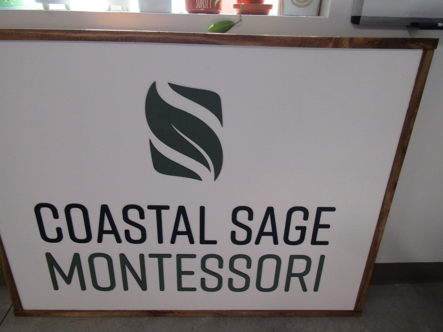 Custom Business Sign Rectangle 3D Large Custom Costal Sage Indoor Outdoor Made to Order Wave Small Business Logo Laser Cut Wood Sign